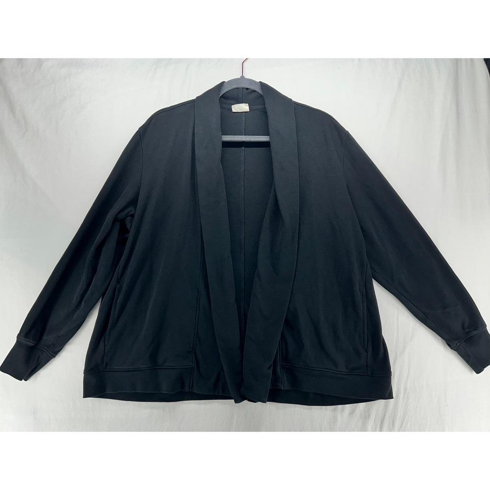 Pact Womens Organic Cotton Shawl Collar Open Front Swing Cardigan Black Large